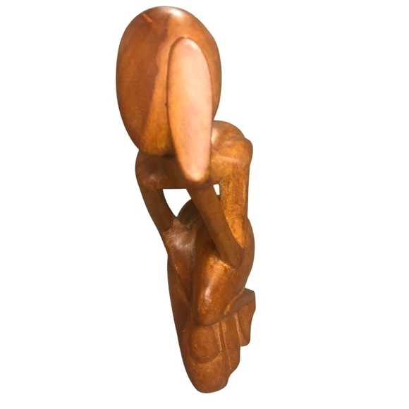 Wooden Sculpture Hand Carved Thinking  Praying Conversation Piece - Picture 7 of 8
